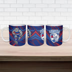 Western Bulldogs Australian Football Ceramic Mug Aggressive Bulldog Mascot - Bold Team Colors