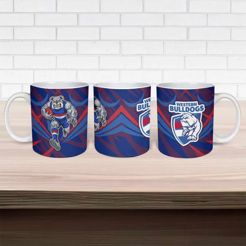 Western Bulldogs Australian Football Ceramic Mug Aggressive Bulldog Mascot - Bold Team Colors