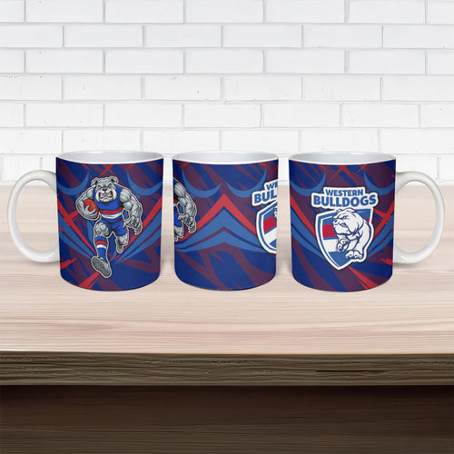 Western Bulldogs Australian Football Ceramic Mug Aggressive Bulldog Mascot - Bold Team Colors