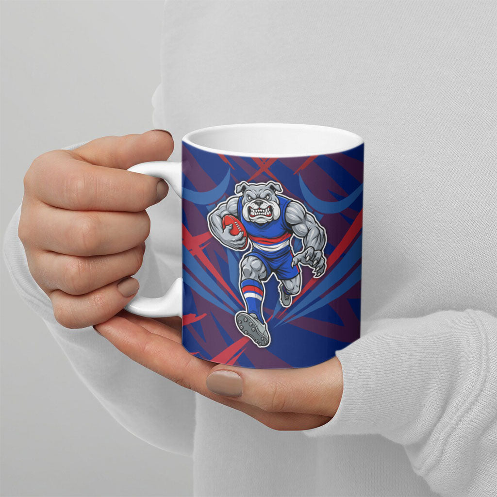 Western Bulldogs Australian Football Ceramic Mug Aggressive Bulldog Mascot - Bold Team Colors