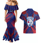 Western Bulldogs Australian Football Couples Matching Mermaid Dress and Hawaiian Shirt Aggressive Bulldog Mascot - Bold Team Colors