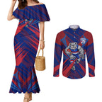 Western Bulldogs Australian Football Couples Matching Mermaid Dress and Long Sleeve Button Shirt Aggressive Bulldog Mascot - Bold Team Colors