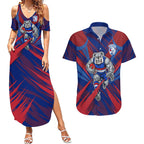 Western Bulldogs Australian Football Couples Matching Summer Maxi Dress and Hawaiian Shirt Aggressive Bulldog Mascot - Bold Team Colors