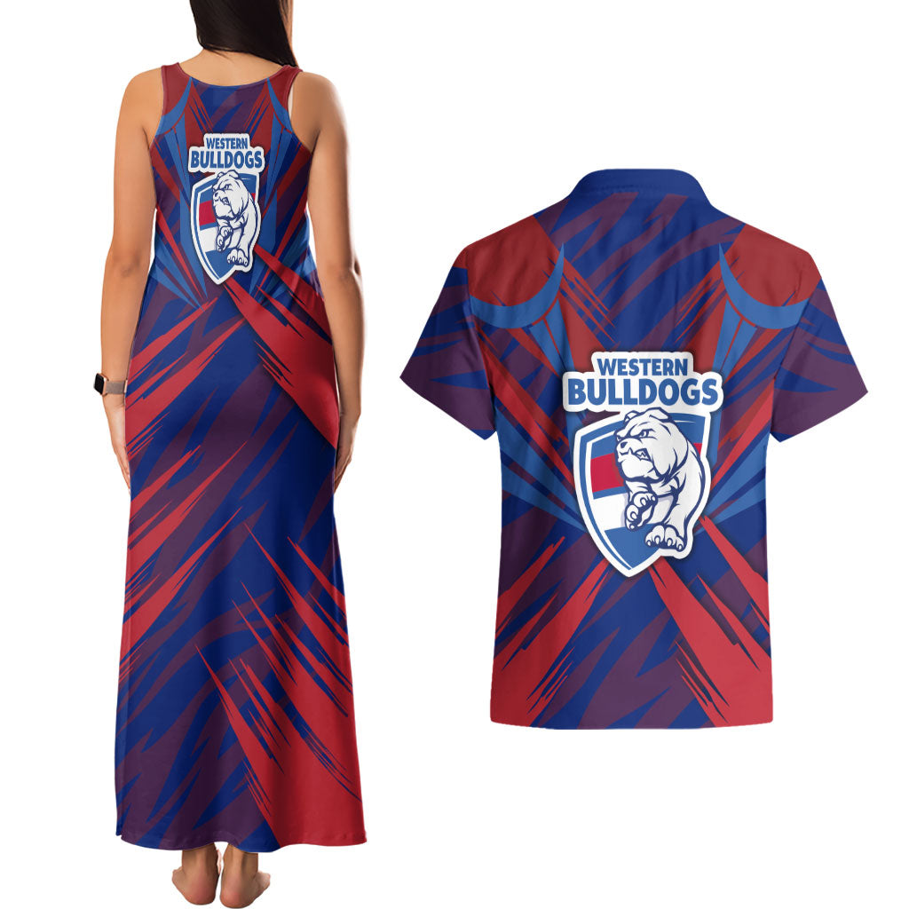 Western Bulldogs Australian Football Couples Matching Tank Maxi Dress and Hawaiian Shirt Aggressive Bulldog Mascot - Bold Team Colors