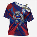Western Bulldogs Australian Football Cross Shoulder Shirt Aggressive Bulldog Mascot - Bold Team Colors
