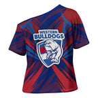 Western Bulldogs Australian Football Cross Shoulder Shirt Aggressive Bulldog Mascot - Bold Team Colors