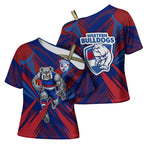 Western Bulldogs Australian Football Cross Shoulder Shirt Aggressive Bulldog Mascot - Bold Team Colors