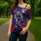 Western Bulldogs Australian Football Cross Shoulder Shirt Aggressive Bulldog Mascot - Bold Team Colors