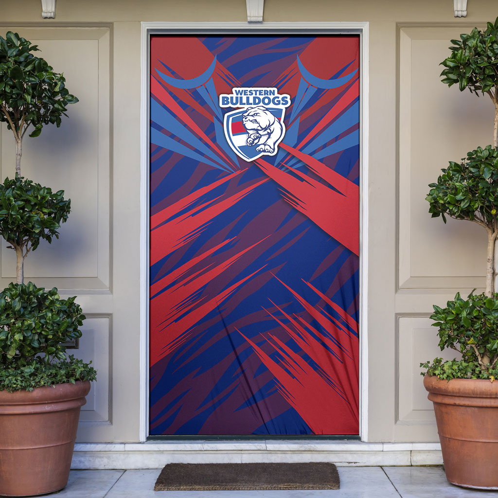 Western Bulldogs Australian Football Door Cover Aggressive Bulldog Mascot - Bold Team Colors