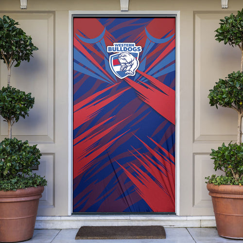 Western Bulldogs Australian Football Door Cover Aggressive Bulldog Mascot - Bold Team Colors