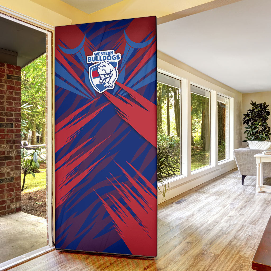 Western Bulldogs Australian Football Door Cover Aggressive Bulldog Mascot - Bold Team Colors