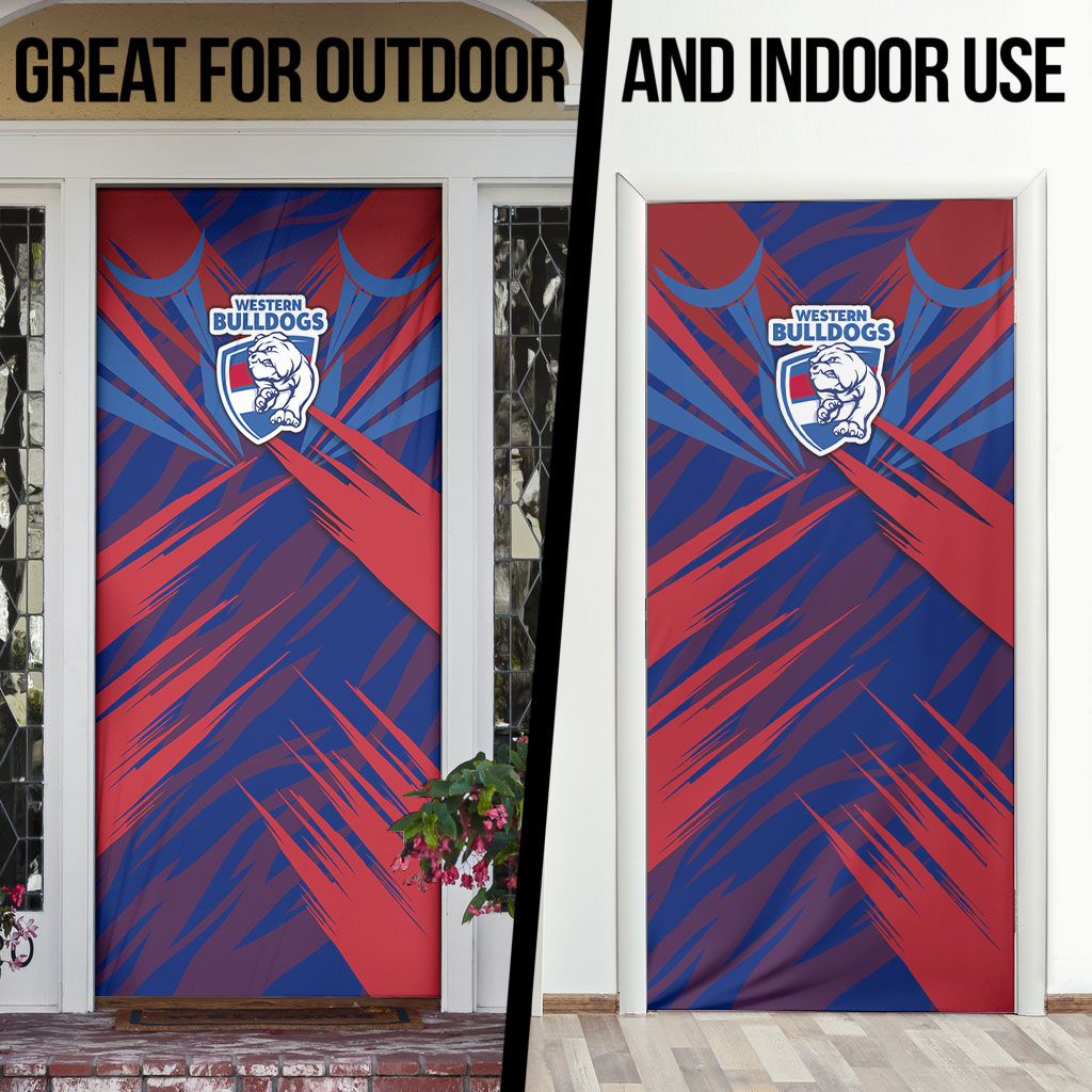 Western Bulldogs Australian Football Door Cover Aggressive Bulldog Mascot - Bold Team Colors