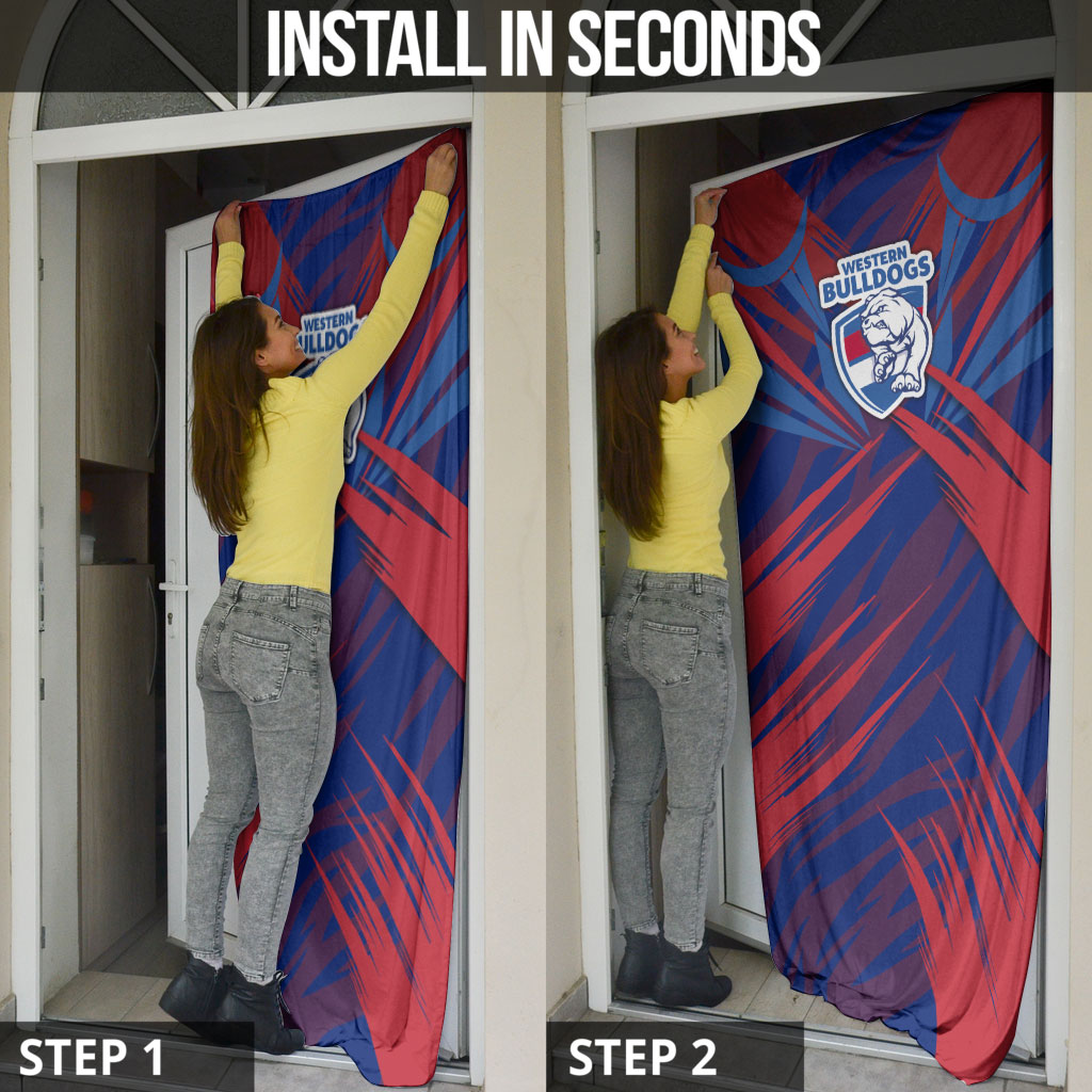 Western Bulldogs Australian Football Door Cover Aggressive Bulldog Mascot - Bold Team Colors