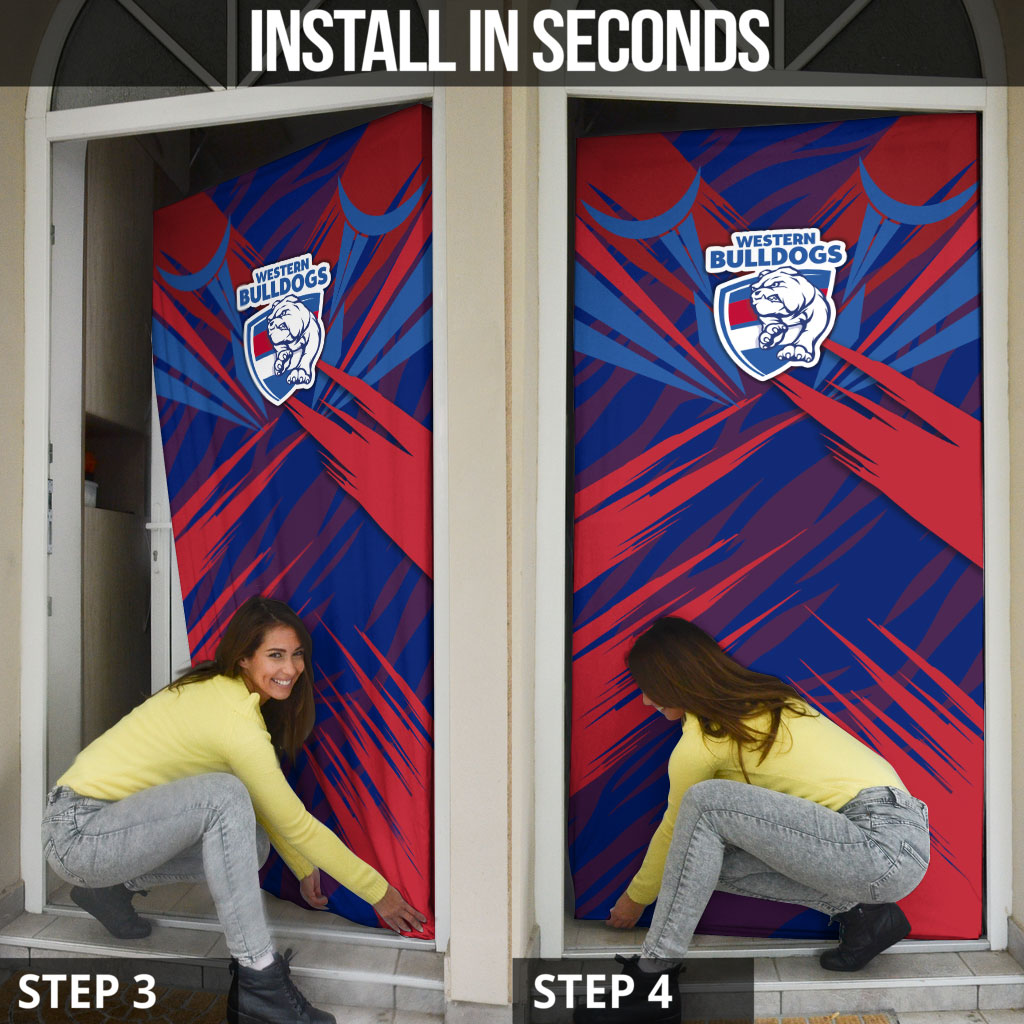 Western Bulldogs Australian Football Door Cover Aggressive Bulldog Mascot - Bold Team Colors