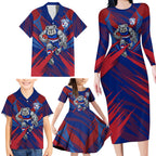 Western Bulldogs Australian Football Family Matching Long Sleeve Bodycon Dress and Hawaiian Shirt Aggressive Bulldog Mascot - Bold Team Colors