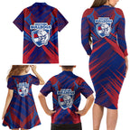 Western Bulldogs Australian Football Family Matching Long Sleeve Bodycon Dress and Hawaiian Shirt Aggressive Bulldog Mascot - Bold Team Colors