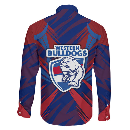 Western Bulldogs Australian Football Family Matching Long Sleeve Bodycon Dress and Hawaiian Shirt Aggressive Bulldog Mascot - Bold Team Colors