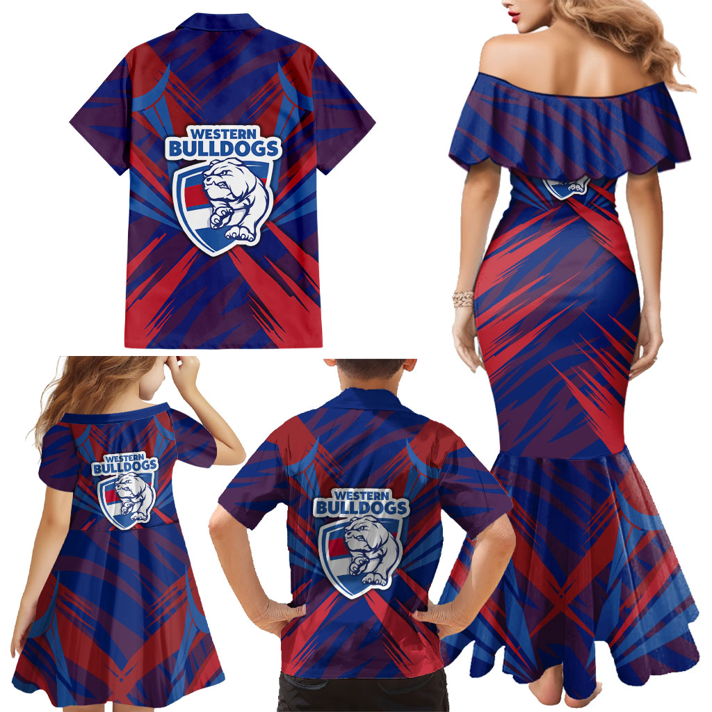 Western Bulldogs Australian Football Family Matching Mermaid Dress and Hawaiian Shirt Aggressive Bulldog Mascot - Bold Team Colors
