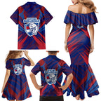 Western Bulldogs Australian Football Family Matching Mermaid Dress and Hawaiian Shirt Aggressive Bulldog Mascot - Bold Team Colors