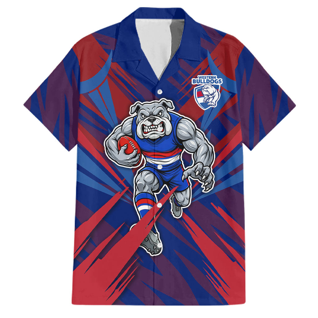 Western Bulldogs Australian Football Family Matching Off Shoulder Maxi Dress and Hawaiian Shirt Aggressive Bulldog Mascot - Bold Team Colors