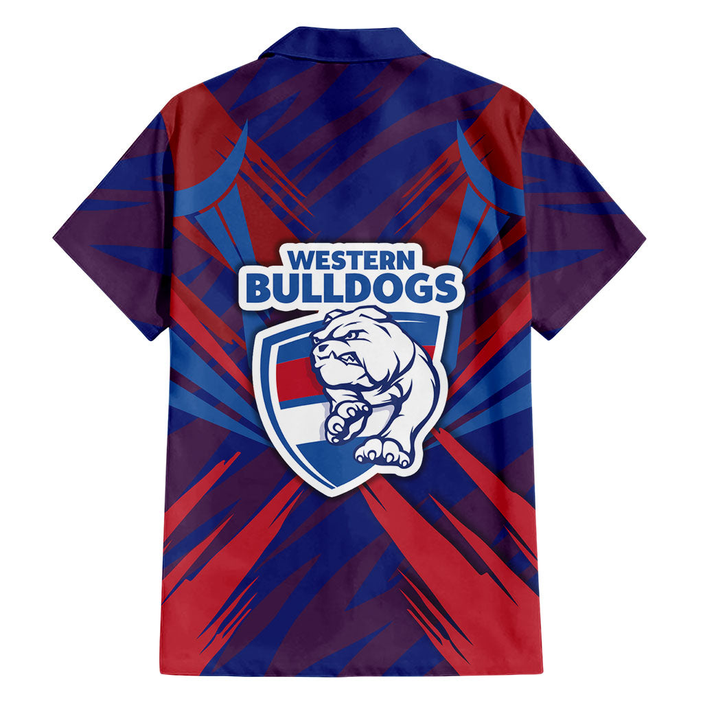 Western Bulldogs Australian Football Family Matching Off Shoulder Maxi Dress and Hawaiian Shirt Aggressive Bulldog Mascot - Bold Team Colors
