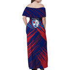Western Bulldogs Australian Football Family Matching Off Shoulder Maxi Dress and Hawaiian Shirt Aggressive Bulldog Mascot - Bold Team Colors