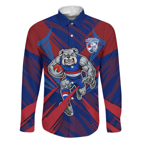 Western Bulldogs Australian Football Family Matching Off Shoulder Short Dress and Hawaiian Shirt Aggressive Bulldog Mascot - Bold Team Colors