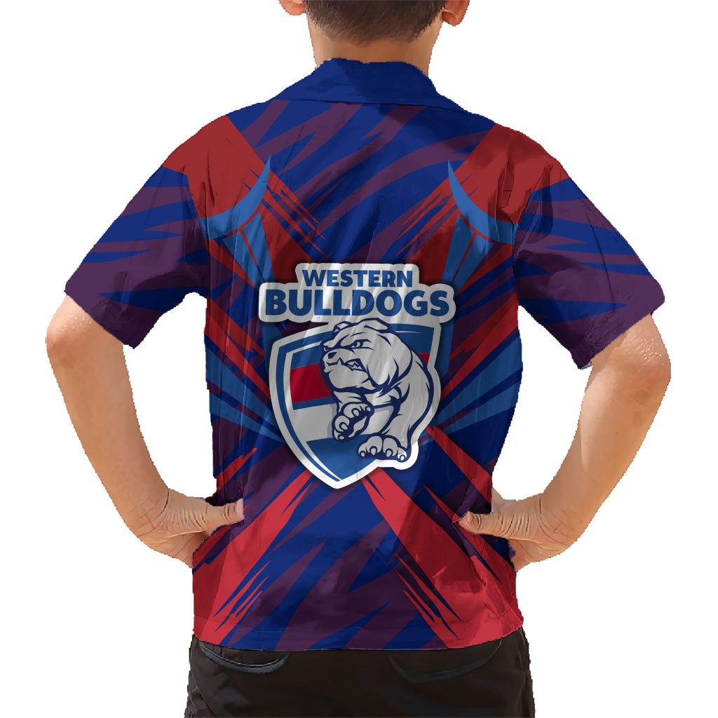 Western Bulldogs Australian Football Family Matching Short Sleeve Bodycon Dress and Hawaiian Shirt Aggressive Bulldog Mascot - Bold Team Colors