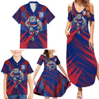 Western Bulldogs Australian Football Family Matching Summer Maxi Dress and Hawaiian Shirt Aggressive Bulldog Mascot - Bold Team Colors