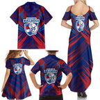 Western Bulldogs Australian Football Family Matching Summer Maxi Dress and Hawaiian Shirt Aggressive Bulldog Mascot - Bold Team Colors