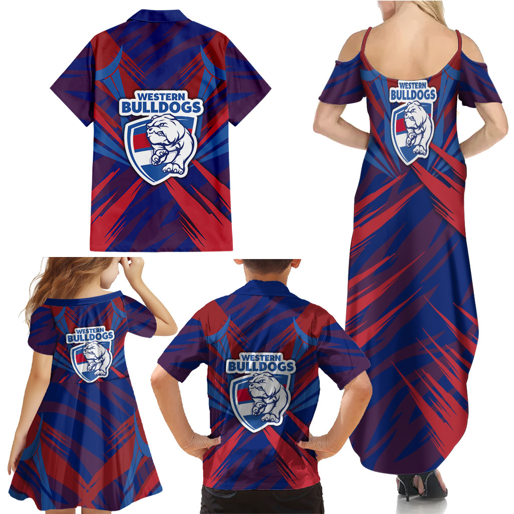Western Bulldogs Australian Football Family Matching Summer Maxi Dress and Hawaiian Shirt Aggressive Bulldog Mascot - Bold Team Colors