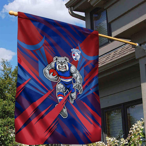 Western Bulldogs Australian Football Garden Flag Aggressive Bulldog Mascot - Bold Team Colors