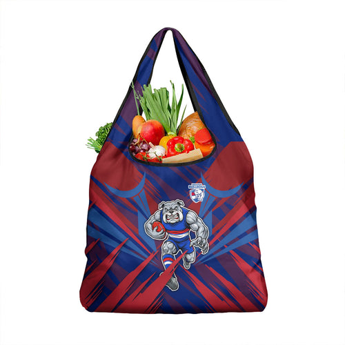 Western Bulldogs Australian Football Grocery Bag Aggressive Bulldog Mascot - Bold Team Colors