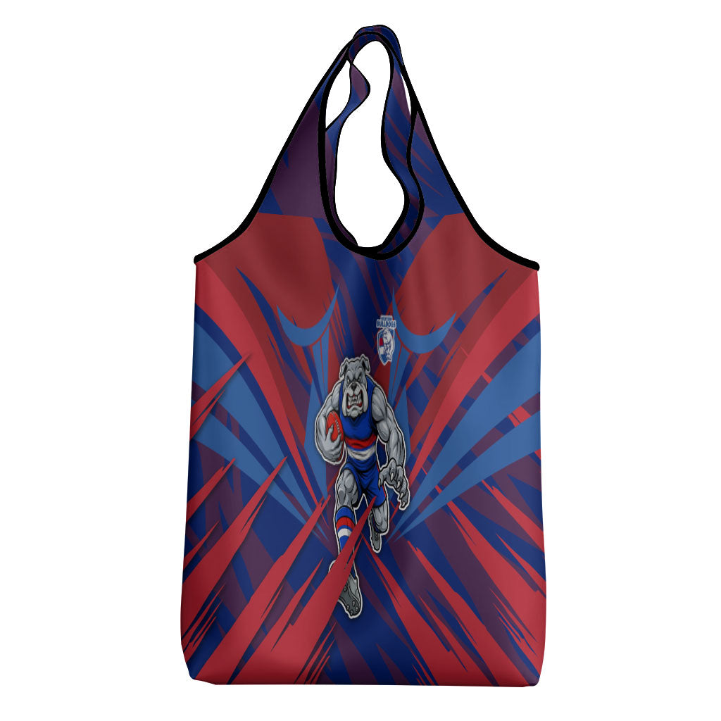 Western Bulldogs Australian Football Grocery Bag Aggressive Bulldog Mascot - Bold Team Colors