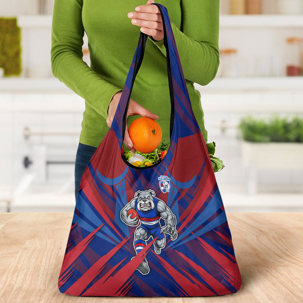Western Bulldogs Australian Football Grocery Bag Aggressive Bulldog Mascot - Bold Team Colors