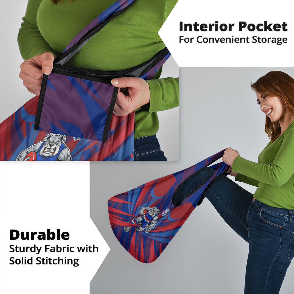 Western Bulldogs Australian Football Grocery Bag Aggressive Bulldog Mascot - Bold Team Colors