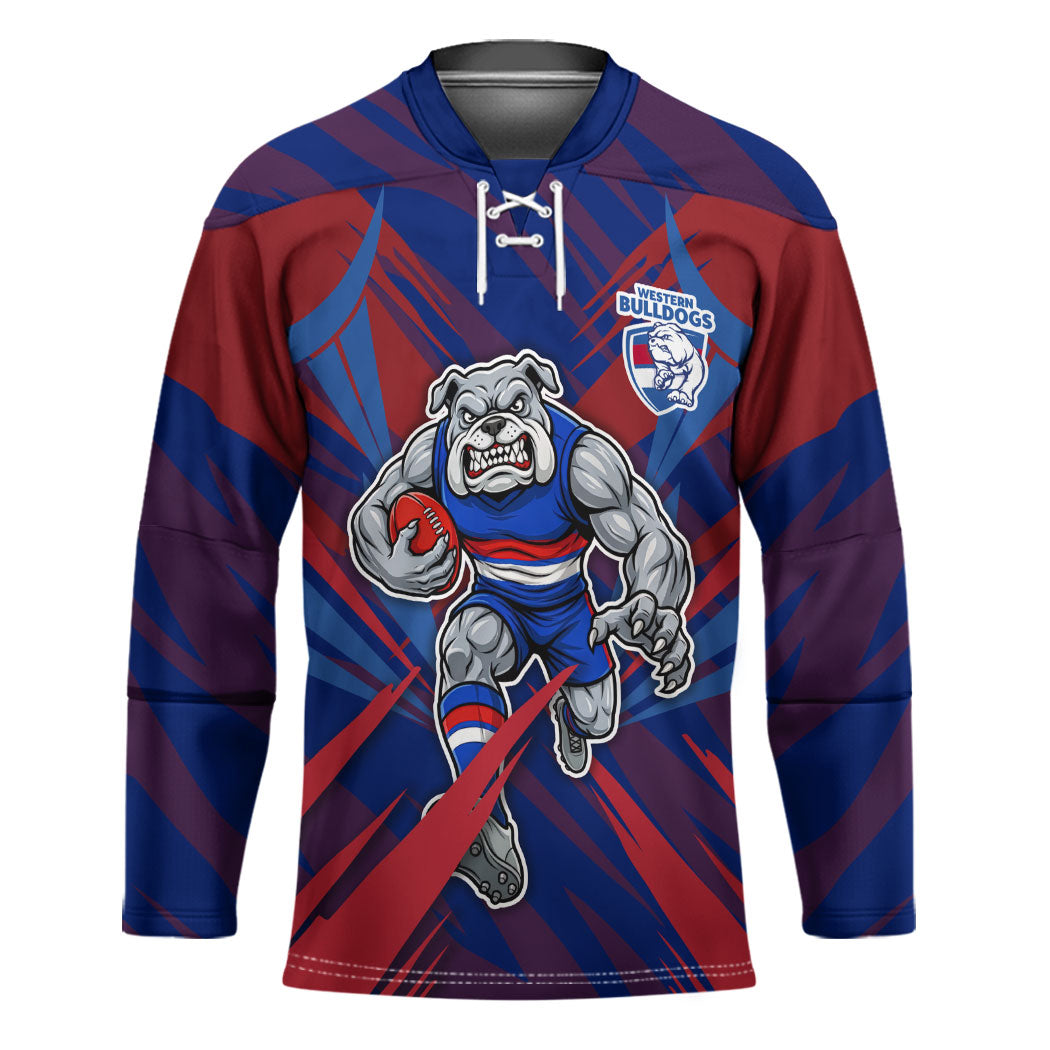 Western Bulldogs Australian Football Hockey Jersey Aggressive Bulldog Mascot - Bold Team Colors
