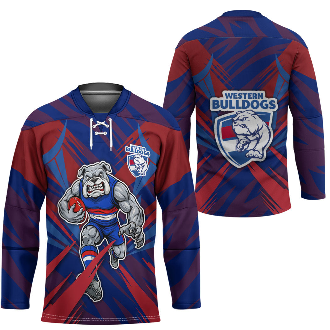Western Bulldogs Australian Football Hockey Jersey Aggressive Bulldog Mascot - Bold Team Colors
