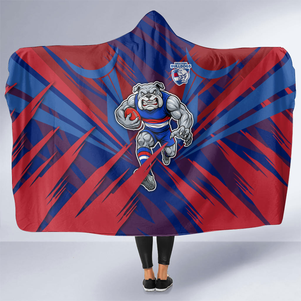 Western Bulldogs Australian Football Hooded Blanket Aggressive Bulldog Mascot - Bold Team Colors