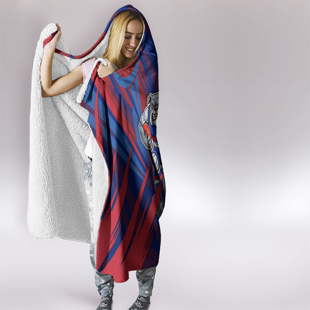 Western Bulldogs Australian Football Hooded Blanket Aggressive Bulldog Mascot - Bold Team Colors