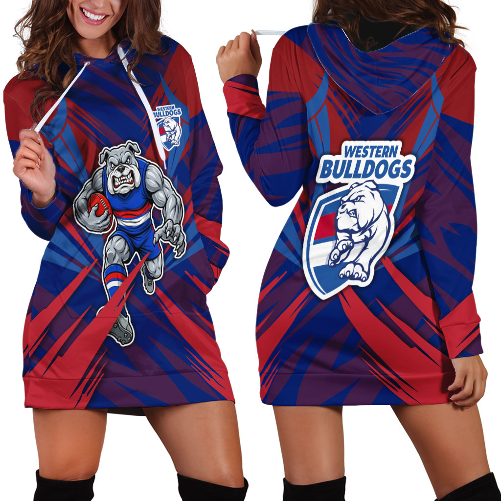 Western Bulldogs Australian Football Hoodie Dress Aggressive Bulldog Mascot - Bold Team Colors