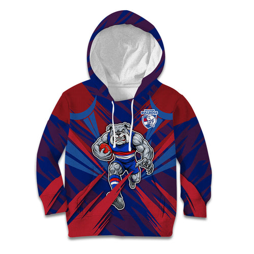 Western Bulldogs Australian Football Kid Hoodie Aggressive Bulldog Mascot - Bold Team Colors
