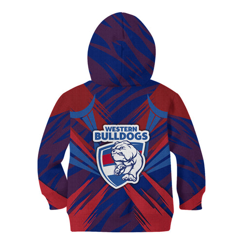 Western Bulldogs Australian Football Kid Hoodie Aggressive Bulldog Mascot - Bold Team Colors