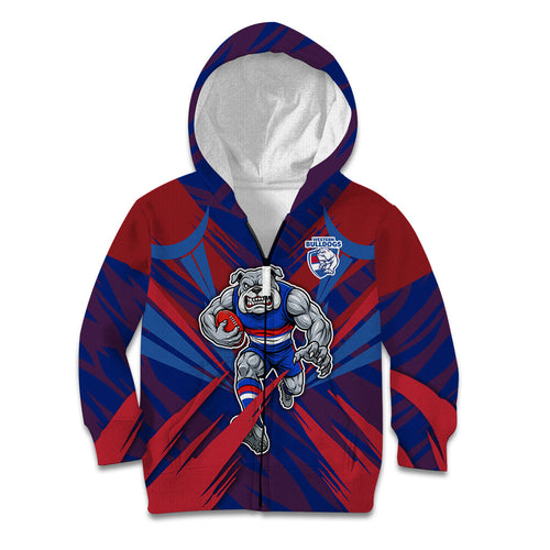 Western Bulldogs Australian Football Kid Hoodie Aggressive Bulldog Mascot - Bold Team Colors
