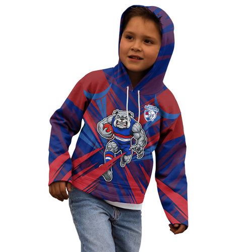 Western Bulldogs Australian Football Kid Hoodie Aggressive Bulldog Mascot - Bold Team Colors
