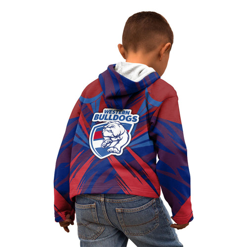 Western Bulldogs Australian Football Kid Hoodie Aggressive Bulldog Mascot - Bold Team Colors