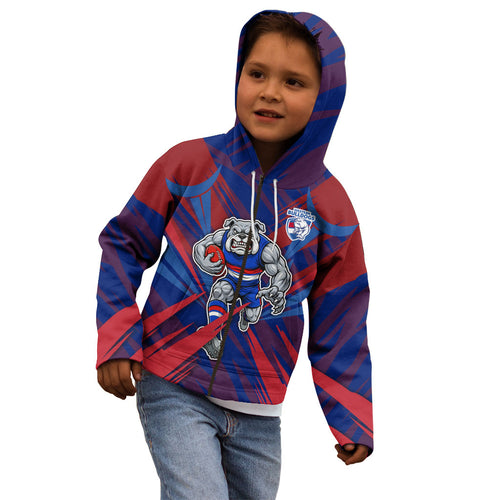 Western Bulldogs Australian Football Kid Hoodie Aggressive Bulldog Mascot - Bold Team Colors