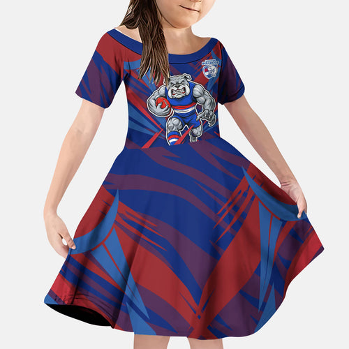 Western Bulldogs Australian Football Kid Short Sleeve Dress Aggressive Bulldog Mascot - Bold Team Colors