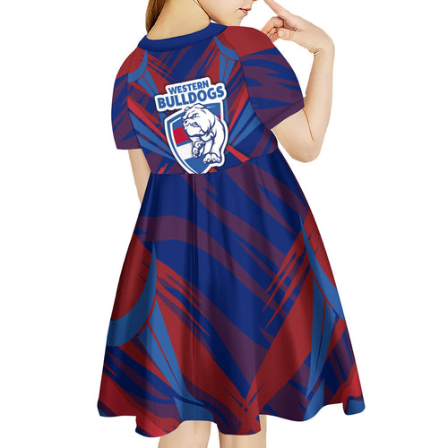 Western Bulldogs Australian Football Kid Short Sleeve Dress Aggressive Bulldog Mascot - Bold Team Colors