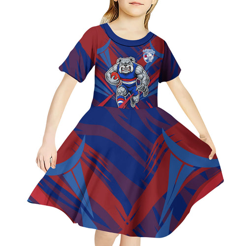 Western Bulldogs Australian Football Kid Short Sleeve Dress Aggressive Bulldog Mascot - Bold Team Colors